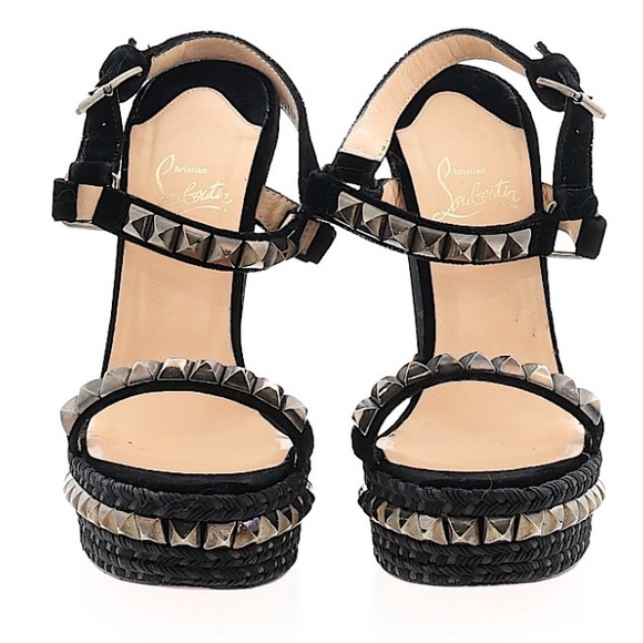 Christian louboutin studded velvet wedges 39 - Picture 2 of 10